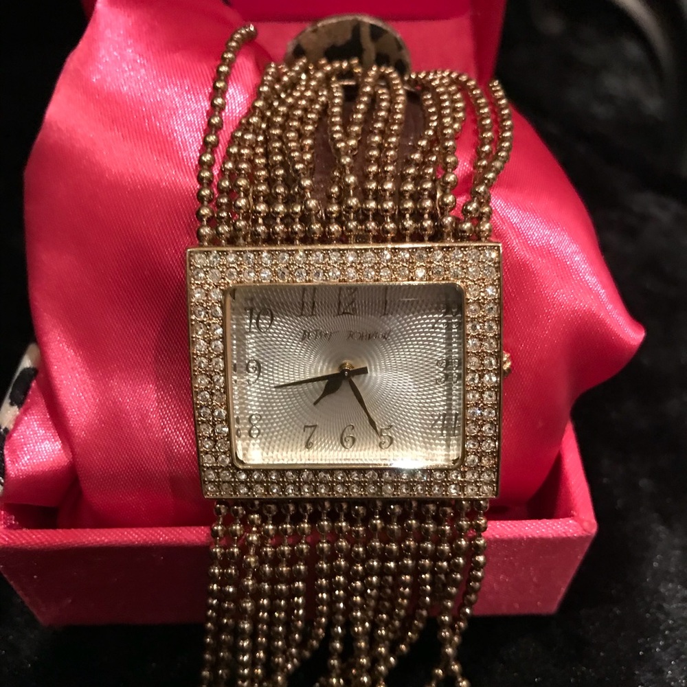 Vintage Betsy Johnson watch. Square w/fringe beads